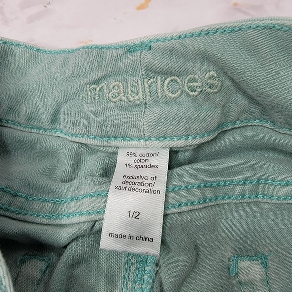 Maurice’s Teal Raw Hem Denim Shorts Size 1/2 - Picture 5 of 9